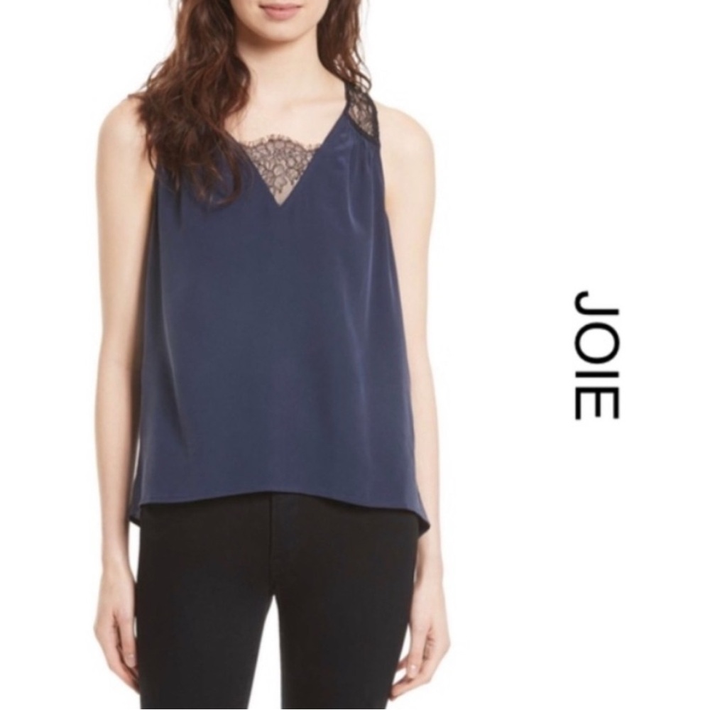 Joie Avery Navy Blue/caviar Lace Tank Top Small